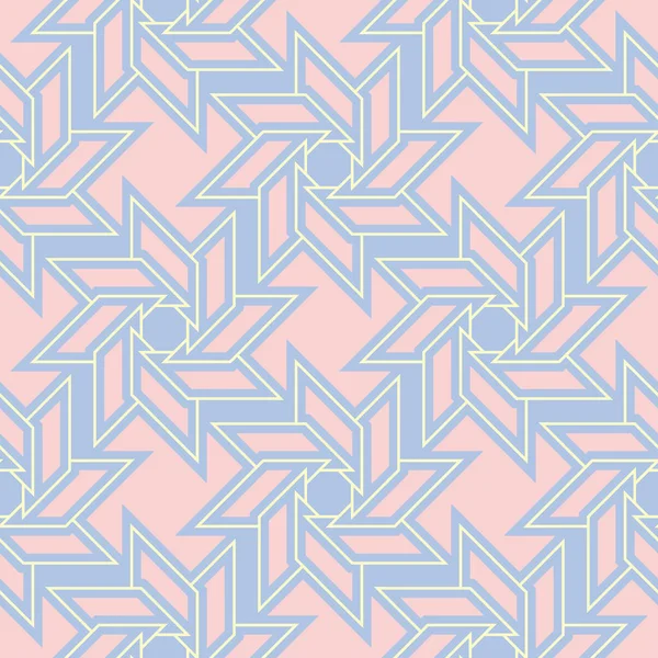 Геометрический Бесшовный Рисунок Бледно Голубой Фон Бежевыми Розовыми Элементами Обоев — стоковый вектор