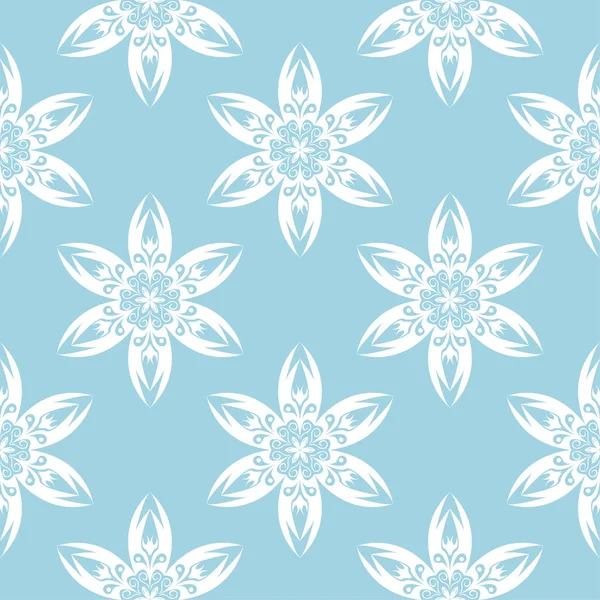 Witte Bloemen Blauwe Achtergrond Decoratieve Naadloze Patroon Voor Textiel Wallpapers — Stockvector