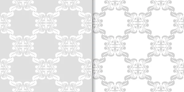 Fondo Floral Gris Claro Conjunto Patrones Sin Costura Para Textiles — Vector de stock