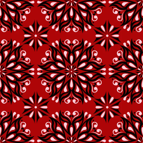 Florales Nahtloses Muster Auf Rotem Hintergrund Hintergrund Für Tapeten Textilien — Stockvektor