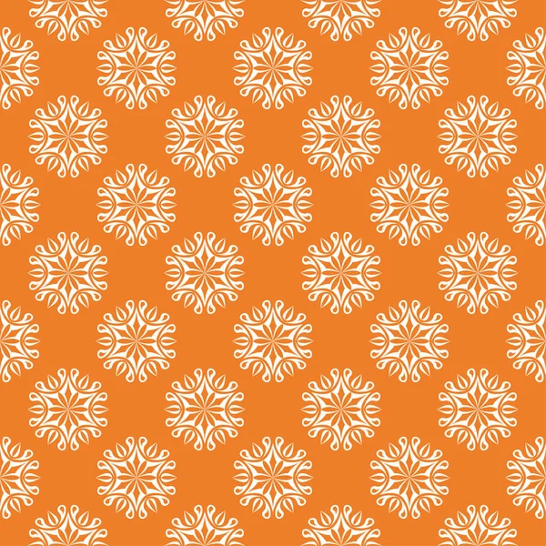 Λευκό Floral Στολίδι Πορτοκαλί Φόντο Χωρίς Ραφή Πρότυπο Για Υφάσματα — Διανυσματικό Αρχείο