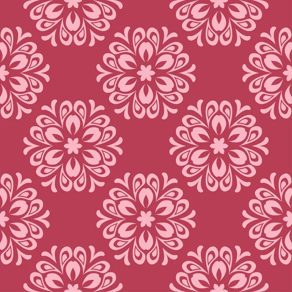 Květinový Ornament Červené Pozadí Vzor Bezešvé Pro Textil Tapety — Stockový vektor