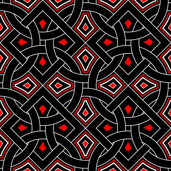 Geometrisches Nahtloses Muster Schwarz Rot Weißer Hintergrund Für Tapeten Textilien — Stockvektor