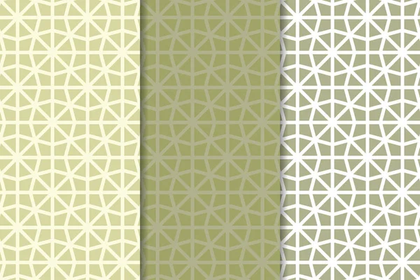 Olivgrönt Och Vitt Geometriska Uppsättning Vertikala Sömlösa Mönster För Webb — Stock vektor
