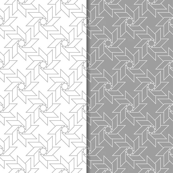 Ensemble Ornements Géométriques Motifs Sans Couture Gris Blanc Pour Toile — Image vectorielle
