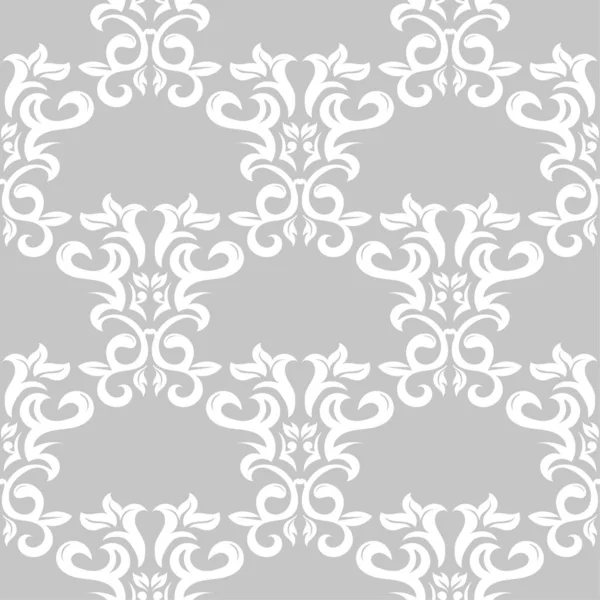 Wit Bloemmotief Grijze Achtergrond Naadloze Patroon Voor Textiel Wallpapers — Stockvector