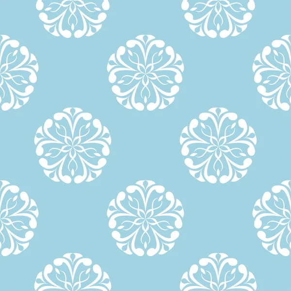 Ornement Floral Blanc Sur Fond Bleu Marine Modèle Sans Couture — Image vectorielle