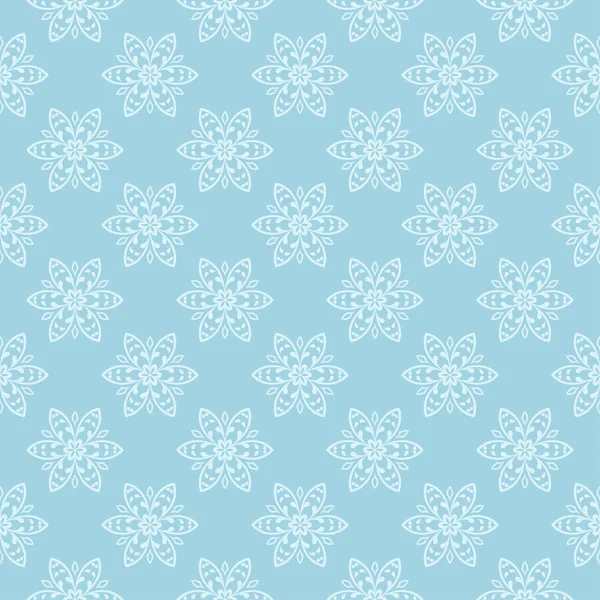 Fehér Kék Virágmintás Varrat Nélküli Dísz Textil Háttérképek — Stock Vector