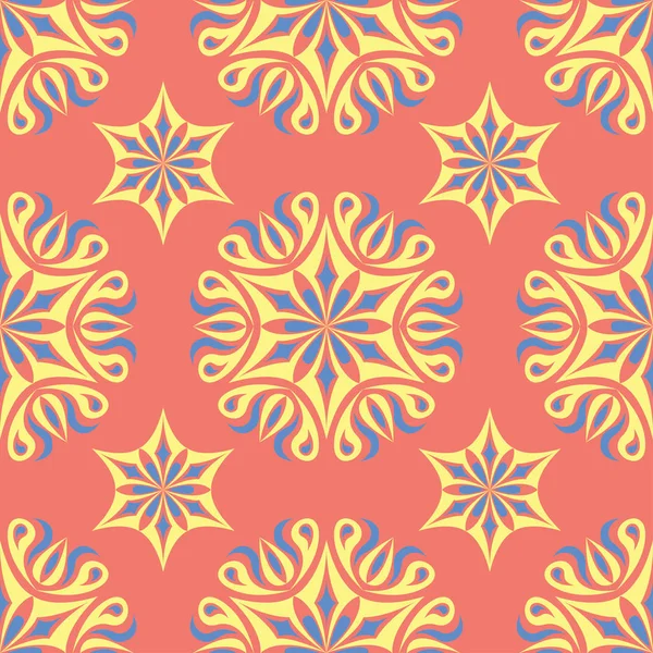 Çiçek kırmızı seamless modeli. Arka plan duvar kağıtları, Tekstil ve kumaş için sarı ve mavi çiçek öğeleri ile parlak renkli