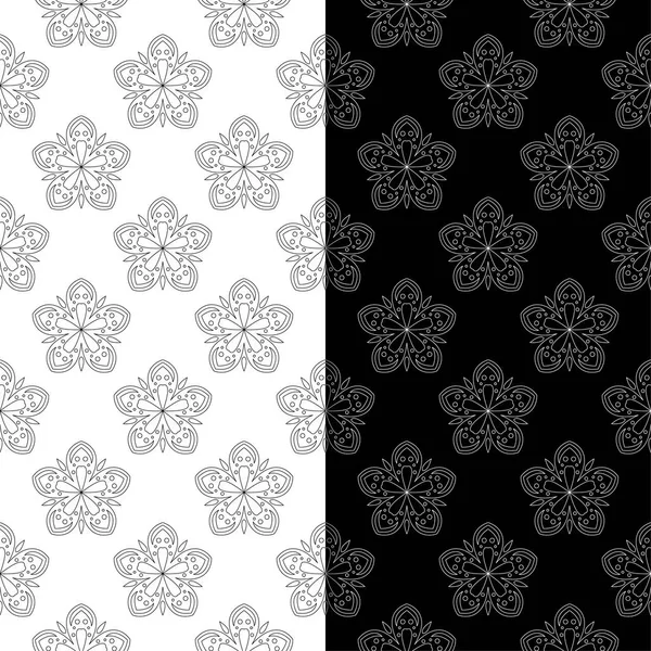 Siyah Beyaz Çiçek Arka Planlar Tekstil Duvar Kağıtları Için Dikişsiz — Stok Vektör