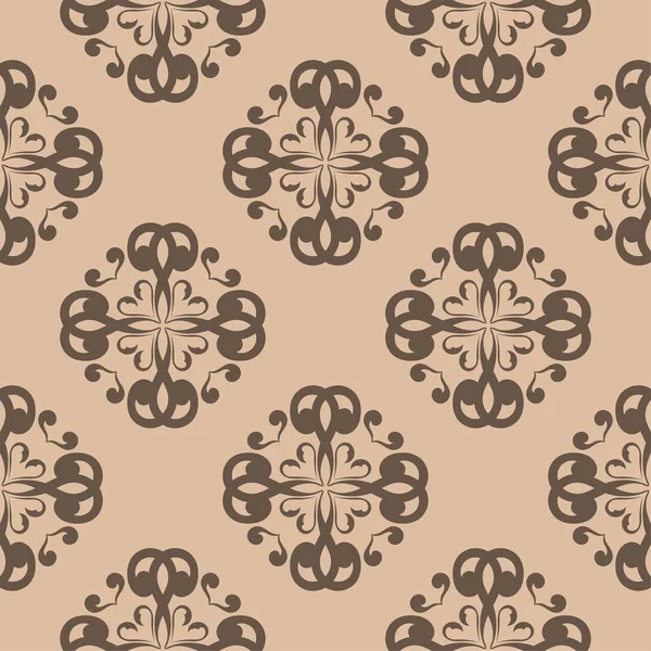 Ornement Floral Brun Sur Fond Beige Modèle Sans Couture Pour — Image vectorielle