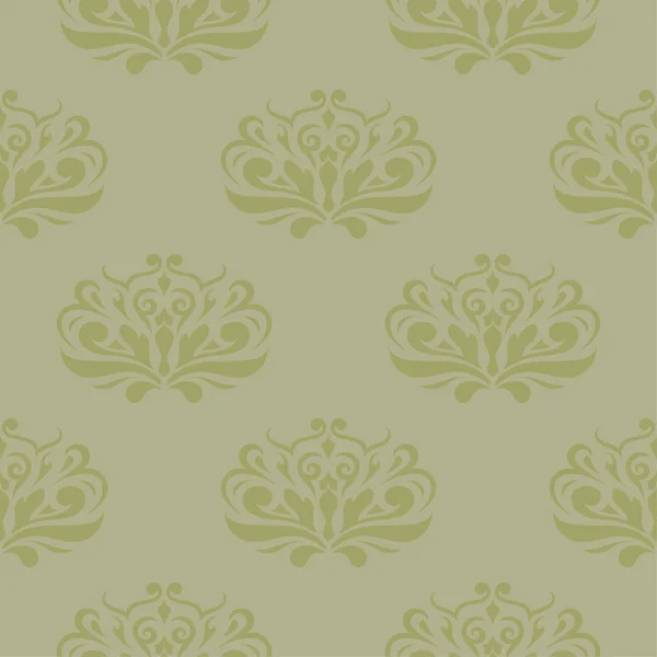 オリーブ グリーンの花飾り テキスタイルや壁紙のためのシームレスなパターン — ストックベクタ