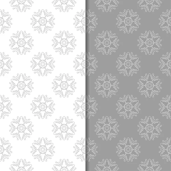 Bílé Šedé Sada Květinové Pozadí Bezproblémové Vzory Pro Textil Tapety — Stockový vektor