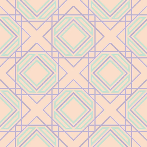 Geometrisches Nahtloses Muster Beiger Hintergrund Mit Violetten Und Blauen Elementen — Stockvektor