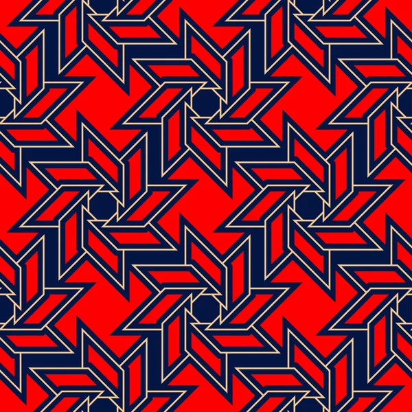 Geometrischer Blauer Nahtloser Hintergrund Rotes Und Beiges Muster Design Für — Stockvektor