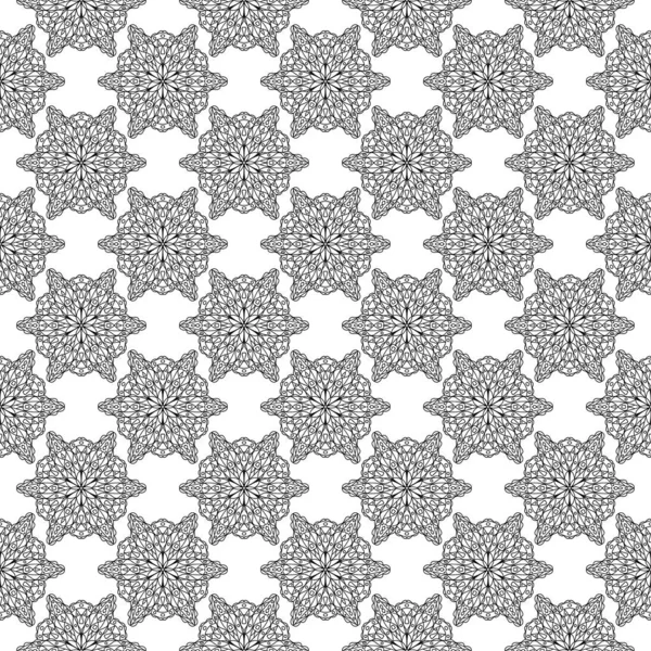 Černý Květinový Ornament Bílém Pozadí Vzor Bezešvé Pro Textil Tapety — Stockový vektor