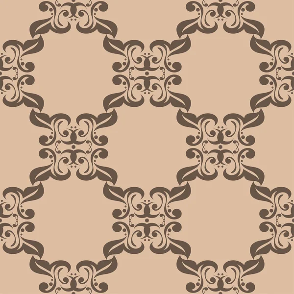 Ornement Floral Brun Sur Fond Beige Modèle Sans Couture Pour — Image vectorielle