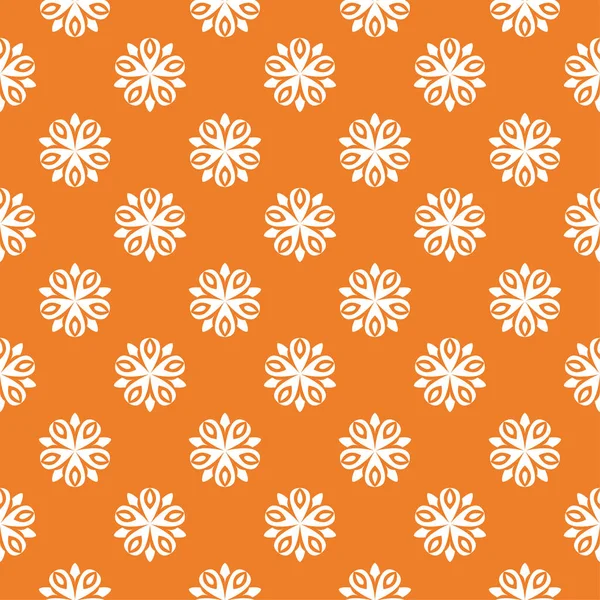 Weißer Blumenschmuck Auf Orangefarbenem Hintergrund Nahtloses Muster Für Textilien Und — Stockvektor