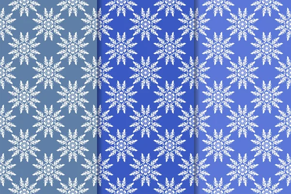 Pakket Floral Ornamenten Blauwe Verticale Naadloze Patronen Wallpaper Achtergronden — Stockvector