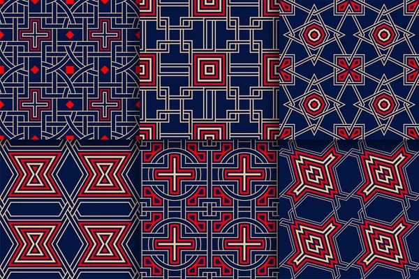 Patrones Geométricos Sin Costura Colección Fondos Color Para Textiles Telas — Archivo Imágenes Vectoriales