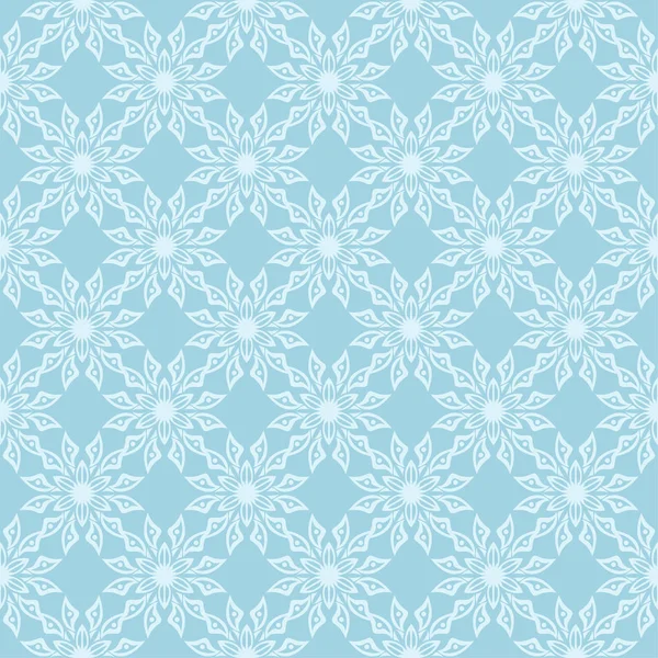 白色花卉图案的蓝色背景 纺织品和墙纸无缝装饰品 — 图库矢量图片