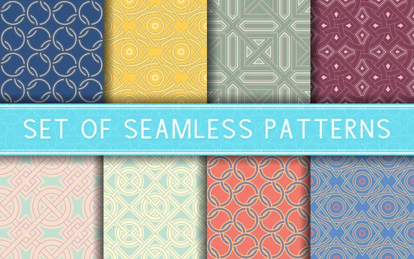 Geometric Seamless Patterns Collection Colored Backgrounds Textile Fabrics Wallpapers — Stock Vector