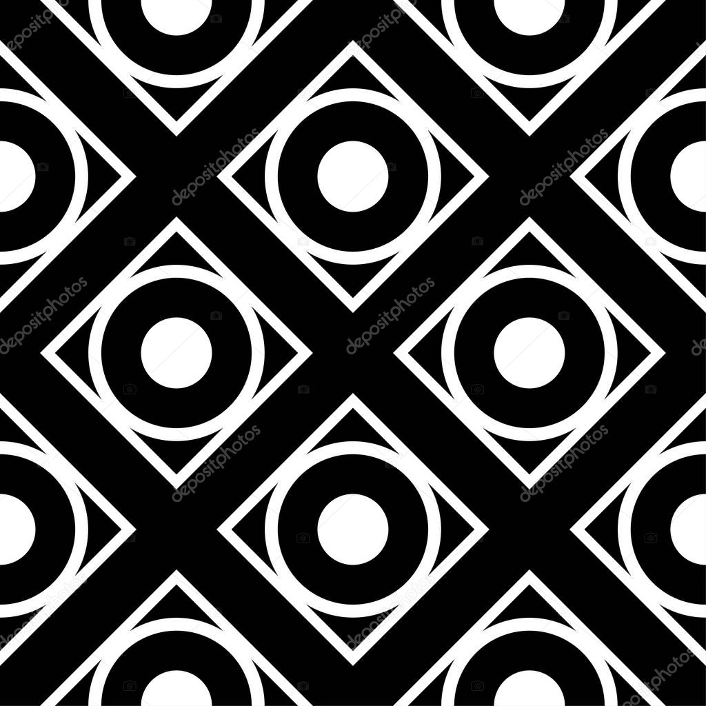 Black and white geometric print. Seamless pattern for web, textile and wallpapers