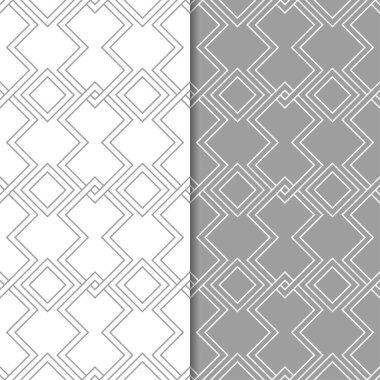 Gri ve beyaz geometrik süsler. Web, Tekstil ve duvar kağıtları için dikişsiz desen seti