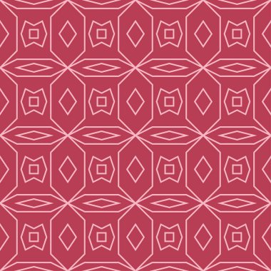 Kırmızı ve soluk pembe geometrik süsleme. Web, Tekstil ve duvar kağıtları için seamless modeli