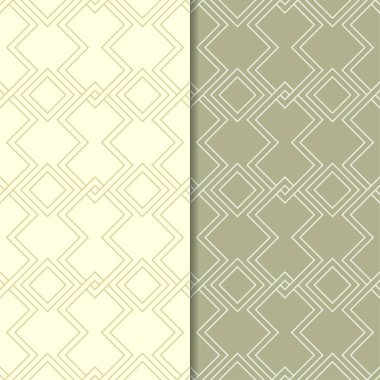 Zeytin yeşili geometrik süsler. Web, Tekstil ve duvar kağıtları için dikişsiz desen seti