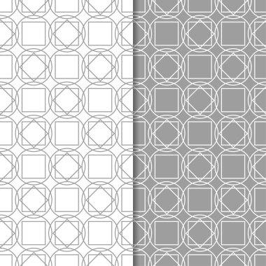 Gri ve beyaz geometrik süsler. Web, Tekstil ve duvar kağıtları için dikişsiz desen seti
