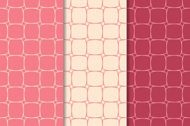 Kiraz kırmızısı geometrik süsler. Web, Tekstil ve duvar kağıtları için dikey Dikişsiz desen seti