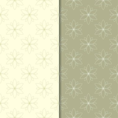 Zeytin yeşili çiçek arka planlar. Tekstil ve duvar kağıtları için dikişsiz desen seti