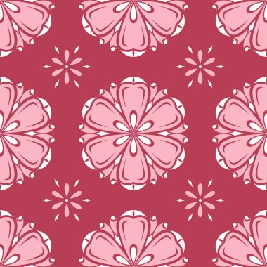 Kırmızı çiçek seamless modeli. Soluk kırmızı ve bej renkli arka plan duvar kağıtları, Tekstil ve kumaş için