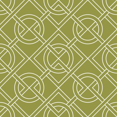 Zeytin yeşili ve beyaz geometrik süsleme. Web, Tekstil ve duvar kağıtları için seamless modeli