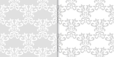 Işık gri çiçek süs tasarımlar. Tekstil ve duvar kağıtları için dikişsiz desen seti