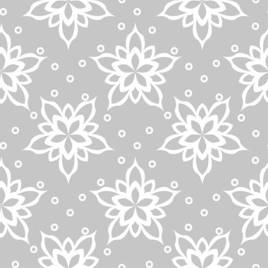 Gri ve beyaz çiçek süsleme. Tekstil ve duvar kağıtları için seamless modeli