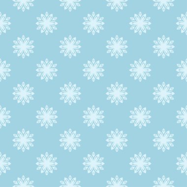 Mavi zemin üzerine beyaz çiçek desenli. Tekstil ve duvar kağıtları için sorunsuz süsleme