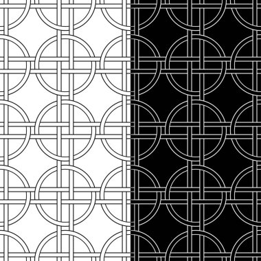 Siyah ve beyaz geometrik süsler. Web, Tekstil ve duvar kağıtları için dikişsiz desen seti