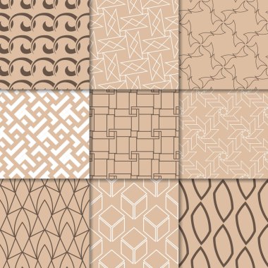 Kahverengi Bej geometrik süsler. Web, Tekstil ve duvar kağıtları için dikişsiz desen koleksiyonu