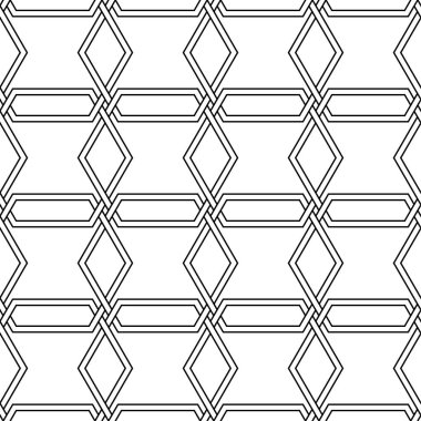 Geometrik süsleme. Siyah üzerine beyaz seamless modeli web, Tekstil ve duvar kağıtları için
