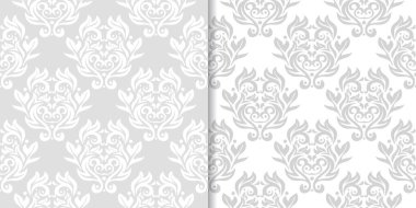 Işık gri çiçek arka planlar. Tekstil ve duvar kağıtları için dikişsiz desen seti