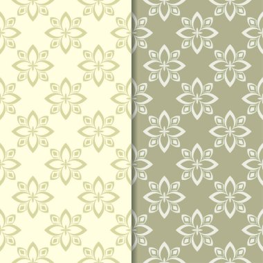 Zeytin yeşili çiçek arka planlar. Tekstil ve duvar kağıtları için dikişsiz desen seti
