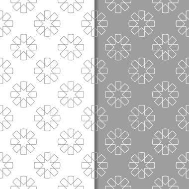 Gri ve beyaz geometrik parmak izi. Web, Tekstil ve duvar kağıtları için dikişsiz desen seti