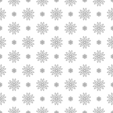 Beyaz arka plan üzerine açık gri çiçek süsleme. Tekstil ve duvar kağıtları için seamless modeli