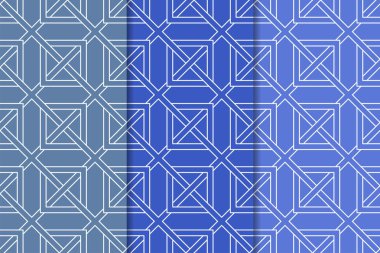 Web, Tekstil ve duvar kağıtları için dikey Dikişsiz desen mavi geometrik dizi