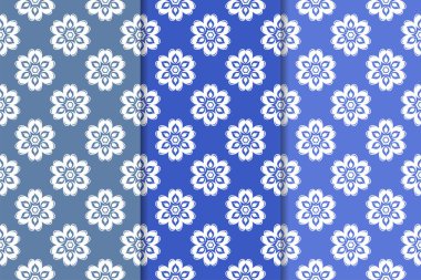 Çiçek süsler kümesi. Mavi dikey Dikişsiz desen. Duvar kağıdı arka plan