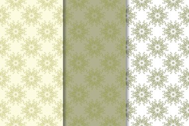 Zeytin yeşili kümesi çiçek süsler. Tekstil ve duvar kağıtları için dikişsiz desen