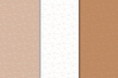 Kahverengi ve beyaz geometrik süsler. Web, Tekstil ve duvar kağıtları için dikişsiz desen seti
