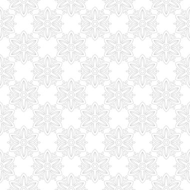 Işık gri çiçek süs tasarım beyaz. Tekstil ve duvar kağıtları için seamless modeli